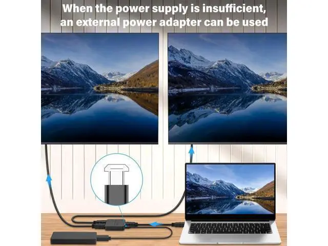 Alt view image 2 of 7 - HDMI Splitter 1 in 2 Out, 4K With Cable and USB-Micro Cable for TV PS4 Xbox Input, Full HD 1080P and 3D Video, Dual Monitors Duplicate/Mirror Only