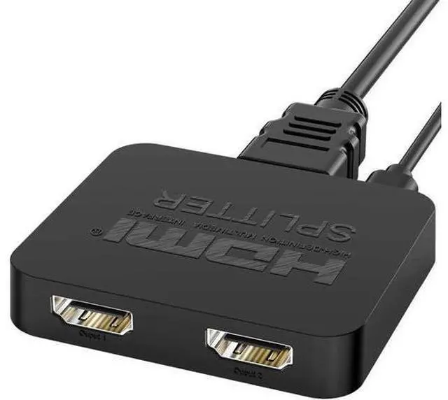 Main image of HDMI Splitter 1 in 2 Out, 4K With Cable and USB-Micro Cable for TV PS4 Xbox Input, Full HD 1080P and 3D Video, Dual Monitors Duplicate/Mirror Only