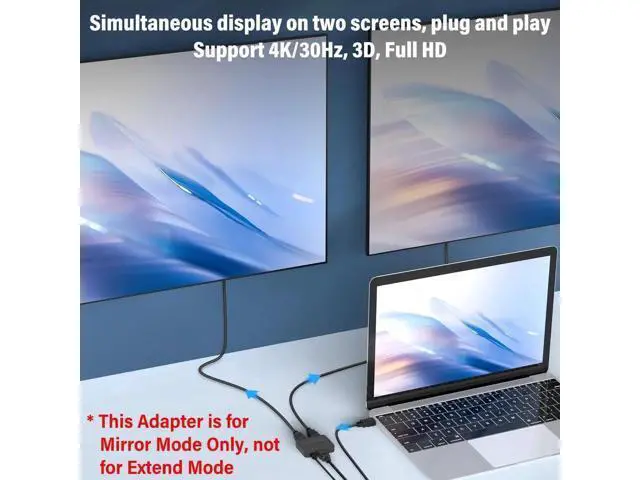 Alt view image 5 of 7 - HDMI Splitter 1 in 2 Out, 4K With Cable and USB-Micro Cable for TV PS4 Xbox Input, Full HD 1080P and 3D Video, Dual Monitors Duplicate/Mirror Only