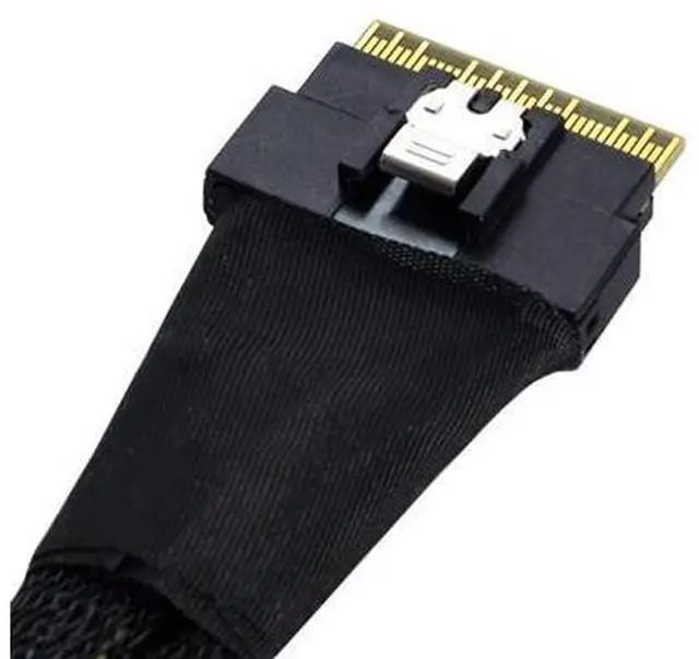 Alt view image 7 of 7 - PCI-E Ultraport Slimline SAS Slim 4.0 SFF-8654 8i 74pin to Dual Oculink SFF-8611 Cable 50cm PCI-Express