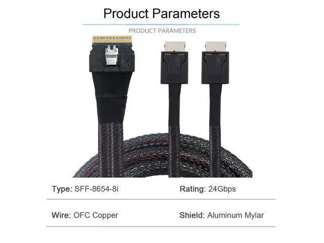 Alt view image 3 of 7 - PCI-E Ultraport Slimline SAS Slim 4.0 SFF-8654 8i 74pin to Dual Oculink SFF-8611 Cable 50cm PCI-Express
