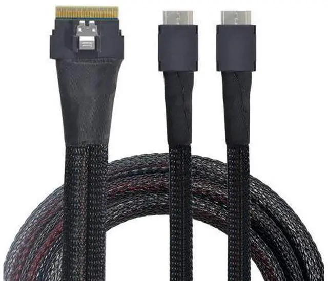 Main image of PCI-E Ultraport Slimline SAS Slim 4.0 SFF-8654 8i 74pin to Dual Oculink SFF-8611 Cable 50cm PCI-Express