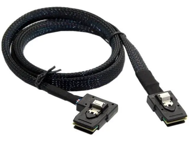 Alt view image 4 of 7 - 80cm Ultra Slim Flat Left Angled 90 Degree Mini SAS 36pin SFF-8087 to 8087 Data Raid Cable