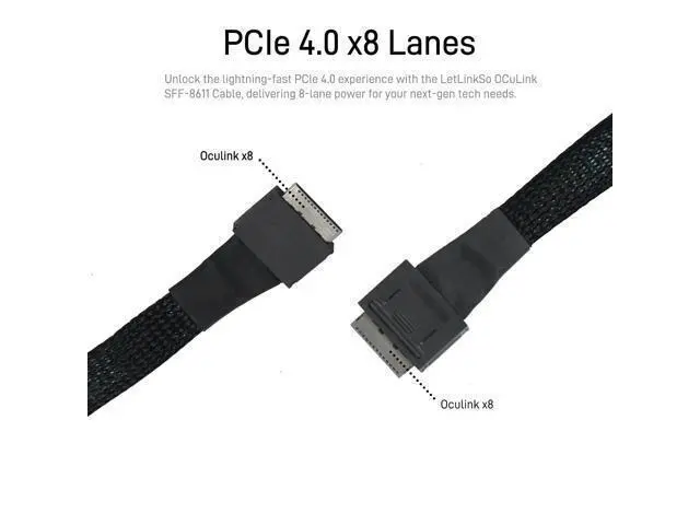 Alt view image 2 of 7 - Oculink Cable PCIe 4.0 SFF-8611 to SFF-8611 8i Cable for Server (1.6 feet (50 cm))