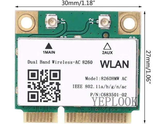 Alt view image 2 of 5 - WiFi Card Wireless-AC 8260 8260NGW AC8260 300Mbps+867Mbps Dual Band 2.4G/5Ghz 802.11AC 2x2 Bluetooth 4.2 Mini PCI-E Network Card