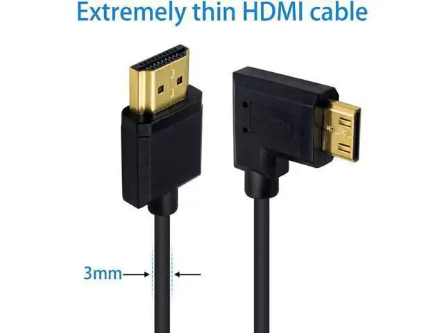 Alt view image 6 of 7 - Mini HDMI to Standard HDMI Cable HDMI to Mini HDMI Cable Ultra-Thin Left Angled 90 Degree Mini HDMI Male to HDMI Male Cable Support 4K Ultra HD 1080p 3D(HDMI 2.0) (15cm/6 inch)