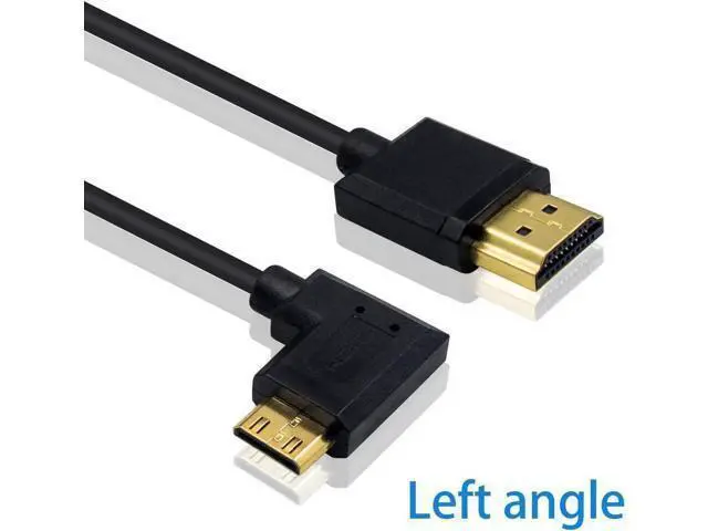 Alt view image 3 of 7 - Mini HDMI to Standard HDMI Cable HDMI to Mini HDMI Cable Ultra-Thin Left Angled 90 Degree Mini HDMI Male to HDMI Male Cable Support 4K Ultra HD 1080p 3D(HDMI 2.0) (15cm/6 inch)