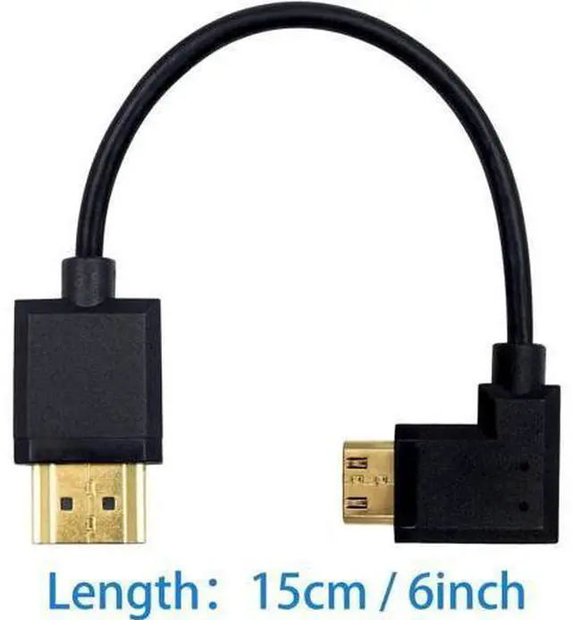 Alt view image 7 of 7 - Mini HDMI to Standard HDMI Cable HDMI to Mini HDMI Cable Ultra-Thin Left Angled 90 Degree Mini HDMI Male to HDMI Male Cable Support 4K Ultra HD 1080p 3D(HDMI 2.0) (15cm/6 inch)