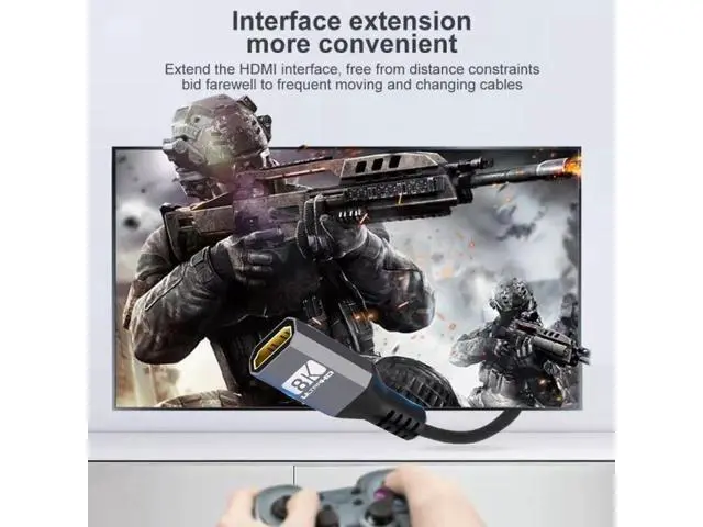 Alt view image 6 of 7 - HDMI 2.1 Cable HDMI UHD 8K 60hz 4K 120hz 48Gbs Male to Female Extension Cable with Audio 3D HDMI Cord 1.5M