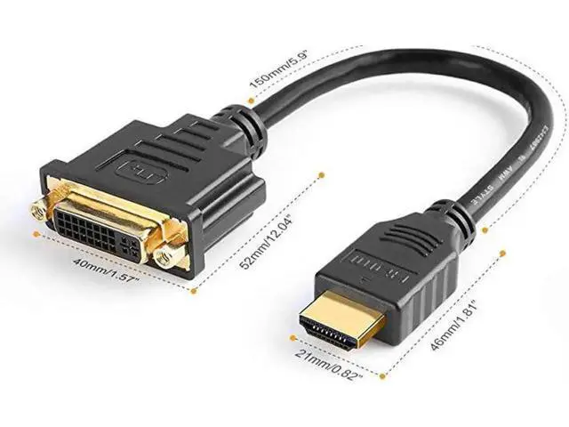 Alt view image 4 of 7 - HDMI to DVI Cable 2Pack 05 Feet HDMI Male to DVI24+1 Female Adapter Cable Gold Plated HDTV to DVI Cable Support 1080P3D 15CM Black