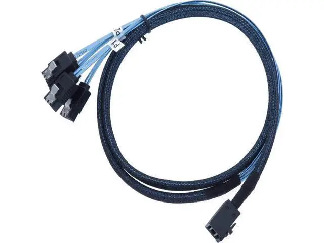 Alt view image 2 of 7 - Internal HD Mini SAS (SFF-8643 Host) - 4X SATA (Target) Cable, Mini SAS to SATA Cable, SFF-8643 to 4X SATA Cable, SFF-8643 for Controller, 4 Sata Connect to Hard Drive, 3.3 ft.