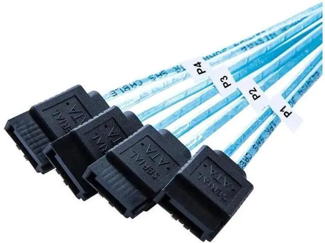 Main image of Internal HD Mini SAS (SFF-8643 Host) - 4X SATA (Target) Cable, Mini SAS to SATA Cable, SFF-8643 to 4X SATA Cable, SFF-8643 for Controller, 4 Sata Connect to Hard Drive, 3.3 ft.