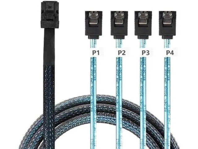 Alt view image 6 of 7 - Internal HD Mini SAS (SFF-8643 Host) - 4X SATA (Target) Cable, Mini SAS to SATA Cable, SFF-8643 to 4X SATA Cable, SFF-8643 for Controller, 4 Sata Connect to Hard Drive, 3.3 ft.