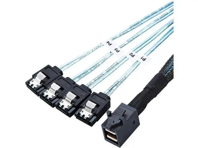 Alt view image 7 of 7 - Internal HD Mini SAS (SFF-8643 Host) - 4X SATA (Target) Cable, Mini SAS to SATA Cable, SFF-8643 to 4X SATA Cable, SFF-8643 for Controller, 4 Sata Connect to Hard Drive, 3.3 ft.