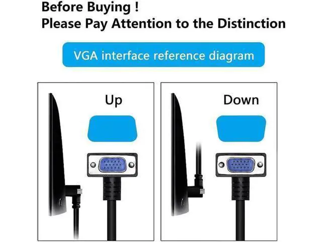 Alt view image 5 of 6 - 90 Degree VGA Cable Down Angle VGA Male to VGA Female Cable 1080P Full HD Computer Monitor Cable 0.5M (Down)