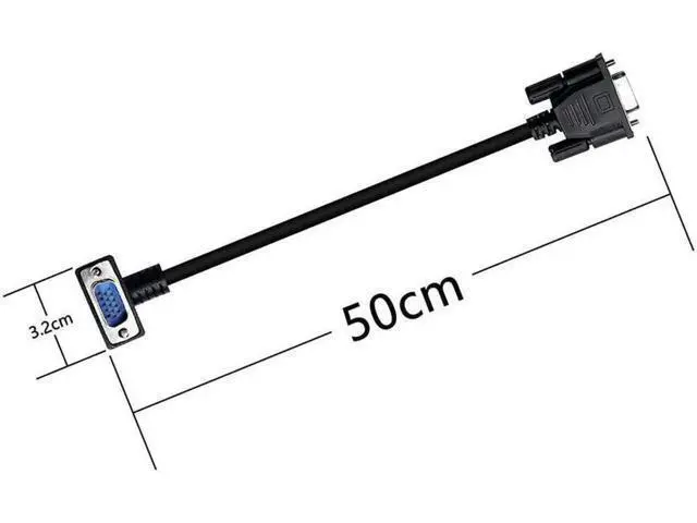 Alt view image 3 of 6 - 90 Degree VGA Cable Down Angle VGA Male to VGA Female Cable 1080P Full HD Computer Monitor Cable 0.5M (Down)