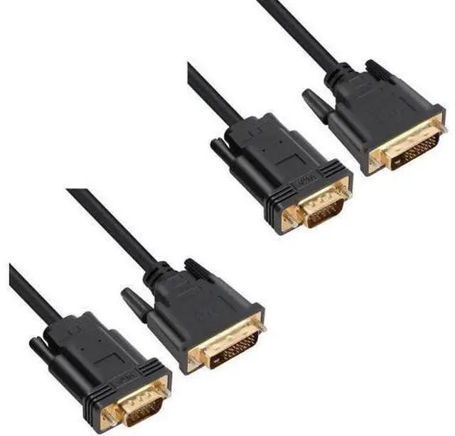 Main image of 2 Pack DVI to VGA Cable, DVI-D 24+1 to VGA 6 Feet Cable Male to Male Gold-Plated Cord for Computer, PC Host, Laptop, Graphics Card to HDTV