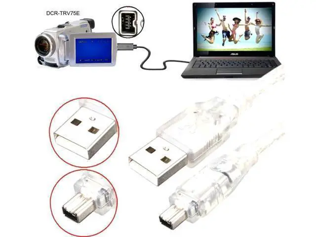 Alt view image 3 of 7 - 2 Pack Only for DCR-TRV75E DV Firewire to USB Cable USB 2.0 to Firewire IEEE 1394 4Pin iLink Cable 1.0M