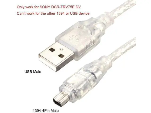 Alt view image 4 of 7 - 2 Pack Only for DCR-TRV75E DV Firewire to USB Cable USB 2.0 to Firewire IEEE 1394 4Pin iLink Cable 1.0M