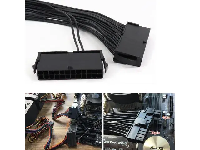 Alt view image 3 of 5 - Dual Psu Power Supply 24 Pin Extension Cable For Atx Motherboard,24 Pin 20 + 4 Dual Multiple Psu Power Supply Cable Sp Adapter Extension Kit