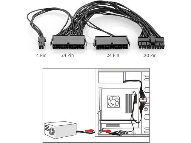 Alt view image 2 of 5 - Dual Psu Power Supply 24 Pin Extension Cable For Atx Motherboard,24 Pin 20 + 4 Dual Multiple Psu Power Supply Cable Sp Adapter Extension Kit