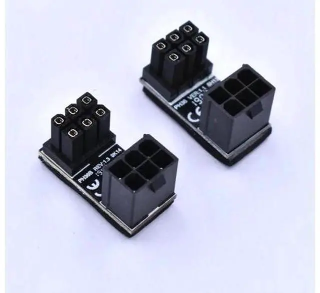 Main image of 2pcs/lot 90 Degree Right Angle PCI-E 6Pin/8pin GPU Power Female to Male Adapter for Desktop PC Graphics card