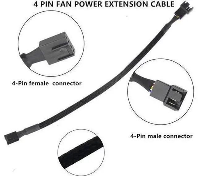 Alt view image 2 of 6 - 10 PCS 10" 4 Pin Fan Extension Power Cable Computer PC Fan Power Extension Cable for PWM Fan Computer ATX Case