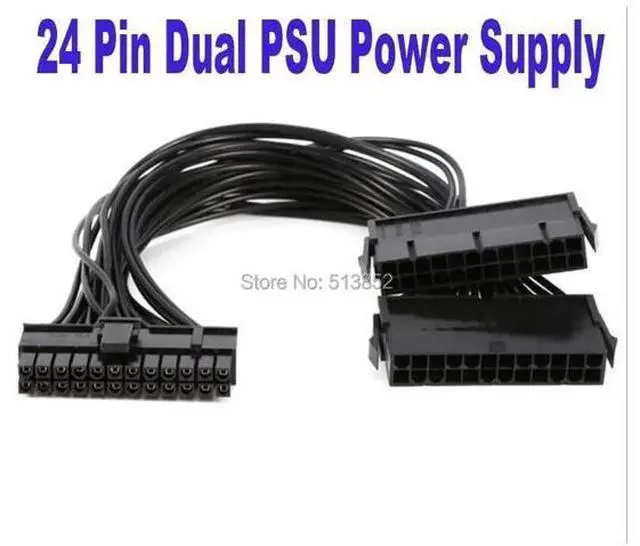 Main image of 24Pin Power Supply Cable Synchronizer Male to Female ATX Mining 30cm Motherboard Dual PSU Extension Cable for Computer Adapter