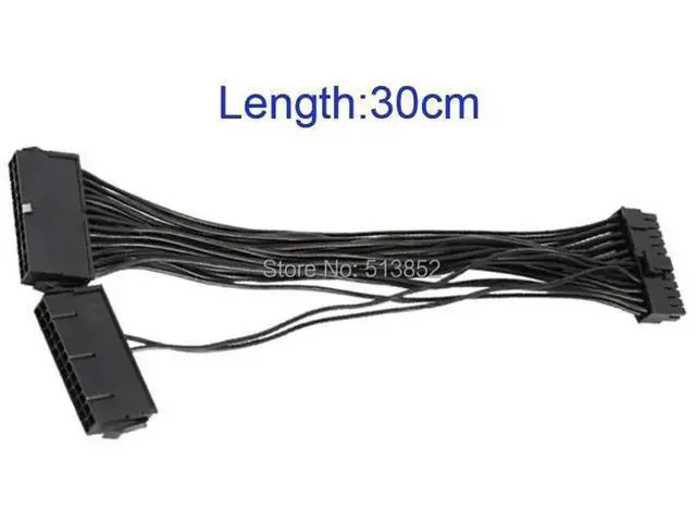 Alt view image 2 of 6 - 24Pin Power Supply Cable Synchronizer Male to Female ATX Mining 30cm Motherboard Dual PSU Extension Cable for Computer Adapter