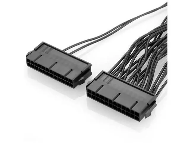 Alt view image 5 of 6 - 24Pin Power Supply Cable Synchronizer Male to Female ATX Mining 30cm Motherboard Dual PSU Extension Cable for Computer Adapter