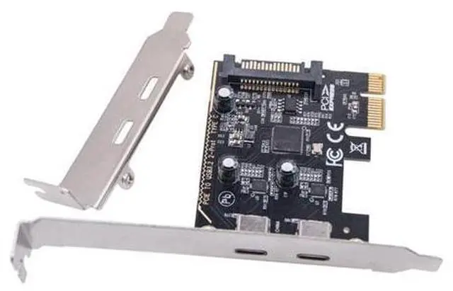 Main image of 2 Port PCI-E 1X to 2 USB C HUB PCI Express Expansion Card Adapter with 80/120mm PCI-E Slot Bracket with Extra SATA Power