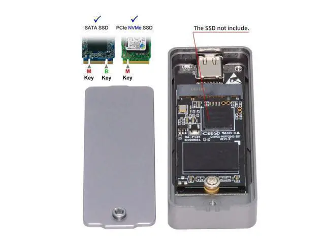 Alt view image 5 of 7 - USB 3.2 to M.2 NVME/SATA SSD Enclosure Reader,USB 3.2 Gen 2x2 20Gbps 2230/2242mm Enclosure Adapter with RTL9220 chipset