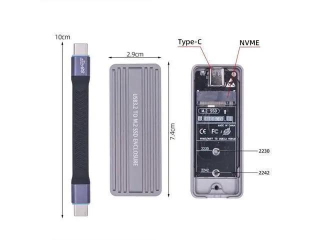 Alt view image 4 of 7 - USB 3.2 to M.2 NVME/SATA SSD Enclosure Reader,USB 3.2 Gen 2x2 20Gbps 2230/2242mm Enclosure Adapter with RTL9220 chipset