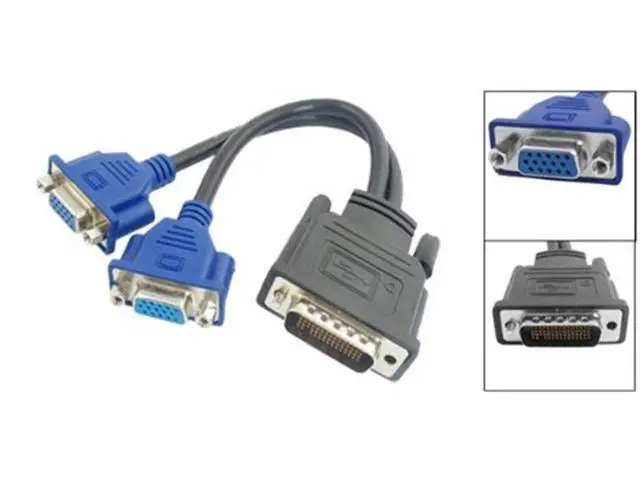 Alt view image 2 of 2 - DMS-59 Pin Male to Dual VGA Female Y Splitter Video Card Adapter Cable