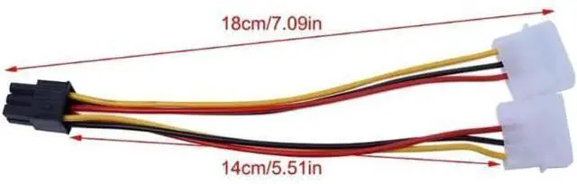 Alt view image 4 of 6 - 10Pcs/Set Graphics Power Adapter Cable 6PIN Turn Double 4pin Dual Molex 4-Pin To One PCI-E 6-Pin Power Connector Y Adapter Cable