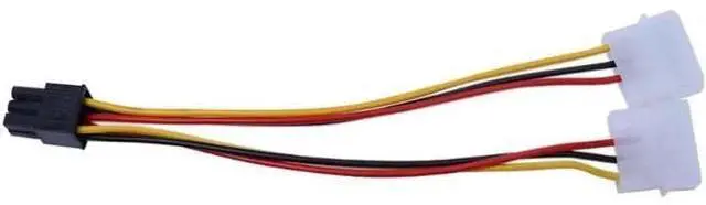 Alt view image 5 of 6 - 10Pcs/Set Graphics Power Adapter Cable 6PIN Turn Double 4pin Dual Molex 4-Pin To One PCI-E 6-Pin Power Connector Y Adapter Cable