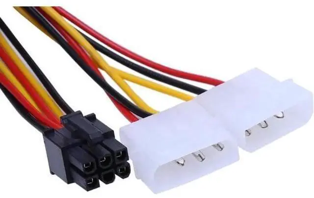 Alt view image 3 of 6 - 10Pcs/Set Graphics Power Adapter Cable 6PIN Turn Double 4pin Dual Molex 4-Pin To One PCI-E 6-Pin Power Connector Y Adapter Cable