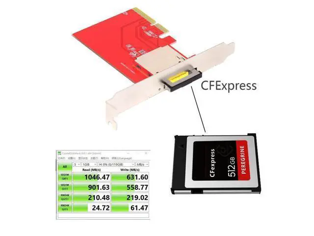 Alt view image 4 of 7 - PCI-Express 4X Mainboard to CF Express Extension Card Adapter for CFE Type-B Support R5 Z6 Z7 Memory Card