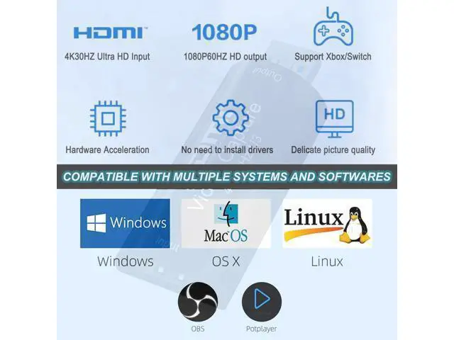 Alt view image 7 of 7 - 4K HDMI to USB 3.0 Video Capture Card 1080P 60FPS Cam Link Card Game Capture Card Adapter Screen Record Capture Device for Streaming, Gaming, Video Conference, Teaching, Live Broadcasting