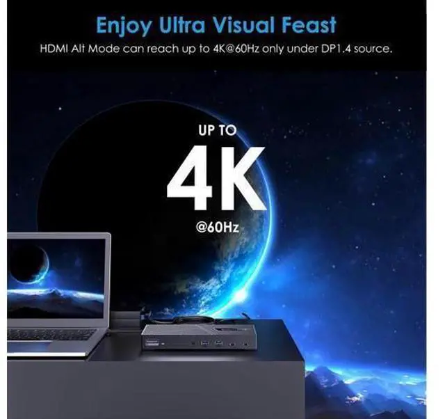 Alt view image 4 of 7 - Wavlink USB C Triple Monitor Docking station With 100W Laptop Charging, 10Gbps USB for Thunderbolt 3/4, Mac M1/M2/M3, USB4, Windows (3 HDMI, 2 DisplayPort, 2 USB-C, 4 USB3.1, Ethernet, Audio&Mic)