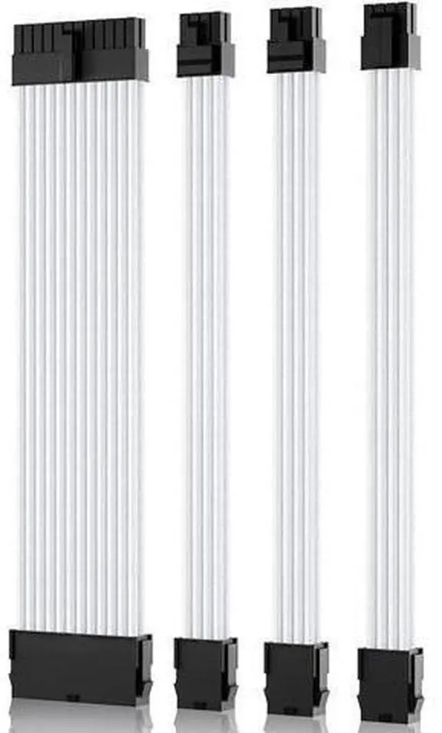 Main image of Power Supply Sleeved Cable, Extension PC Kit, 18AWG 24Pin ATX / 8 (4+4) Pin EPS / 8 (6+2) Pin PCI-E Power Supply PSU Cable with Combs, 30CM White