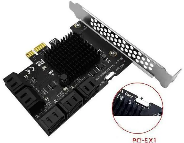 Main image of PCIE SATA Adapter Mining 20/16/12/10/8/6/4 Ports SATA 6Gb to PCI Express Controller Expansion Card PCIe to SATA III Converter for PC 10 Port.
