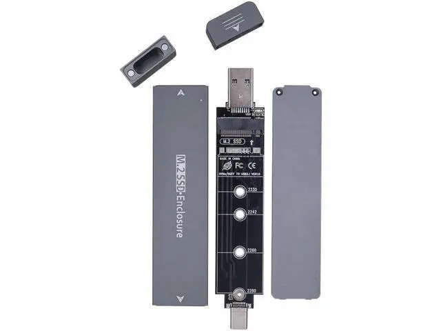 Alt view image 7 of 7 - Dual Protocol External USB3.1 Type-A Type-C M2 SATA NVME Enclosure NGFF M.2 to USB 3.1 SSD Adapter Adaptor RTL9210B