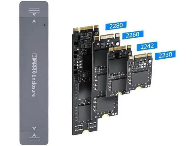 Alt view image 4 of 7 - Dual Protocol External USB3.1 Type-A Type-C M2 SATA NVME Enclosure NGFF M.2 to USB 3.1 SSD Adapter Adaptor RTL9210B Silver