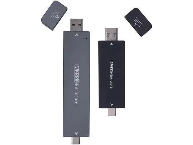 Alt view image 5 of 7 - Dual Protocol External USB3.1 Type-A Type-C M2 SATA NVME Enclosure NGFF M.2 to USB 3.1 SSD Adapter Adaptor RTL9210B Silver
