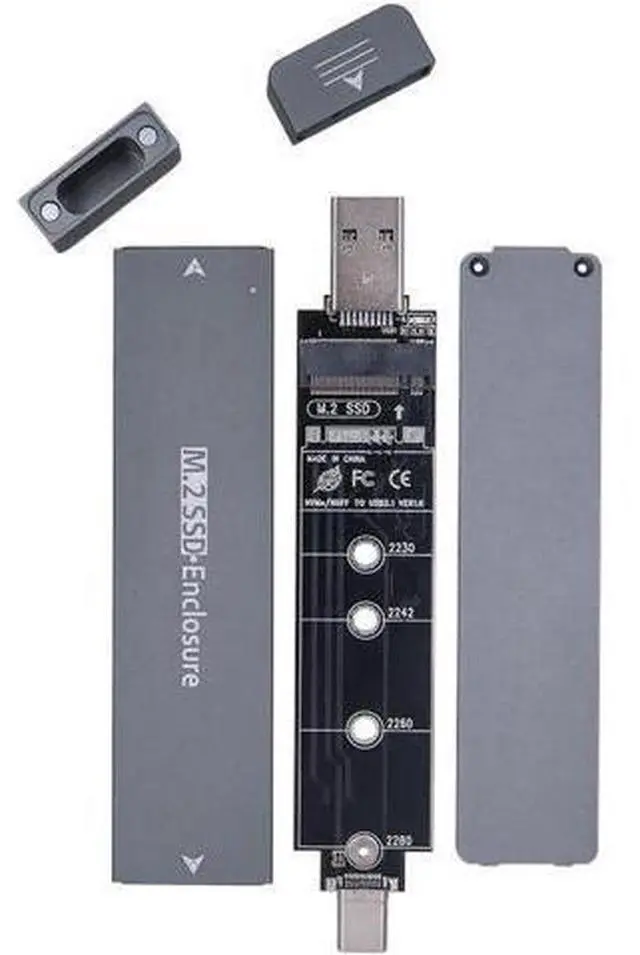 Alt view image 6 of 7 - Dual Protocol External USB3.1 Type-A Type-C M2 SATA NVME Enclosure NGFF M.2 to USB 3.1 SSD Adapter Adaptor RTL9210B Silver