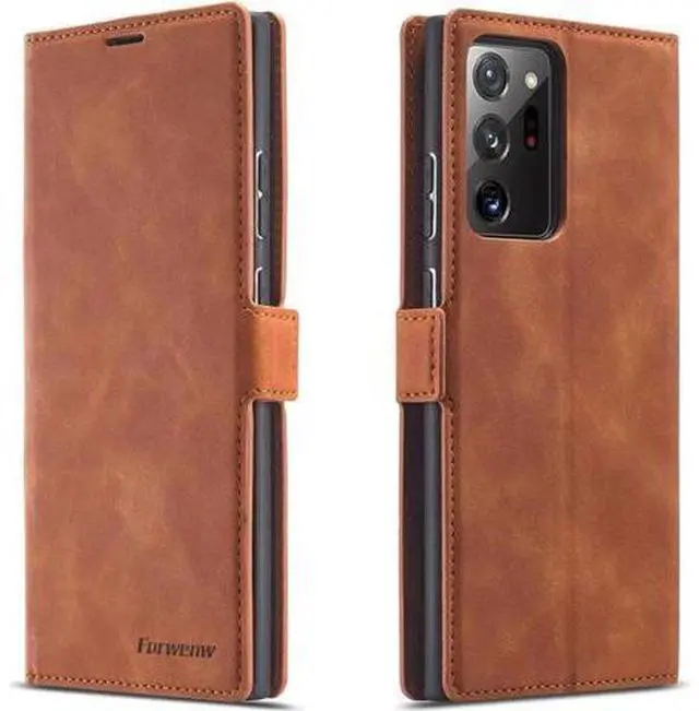 Main image of Samsung Galaxy Note 20 Ultra 5G Case, Premium PU Leather Cover TPU Bumper with Card Holder Kickstand Hidden Magnetic Shockproof Flip Wallet Case for Samsung Galaxy Note 20 Ultra 5G Brown