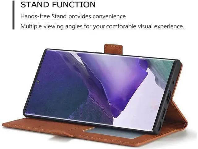 Alt view image 6 of 6 - Samsung Galaxy Note 20 Ultra 5G Case, Premium PU Leather Cover TPU Bumper with Card Holder Kickstand Hidden Magnetic Shockproof Flip Wallet Case for Samsung Galaxy Note 20 Ultra 5G Brown