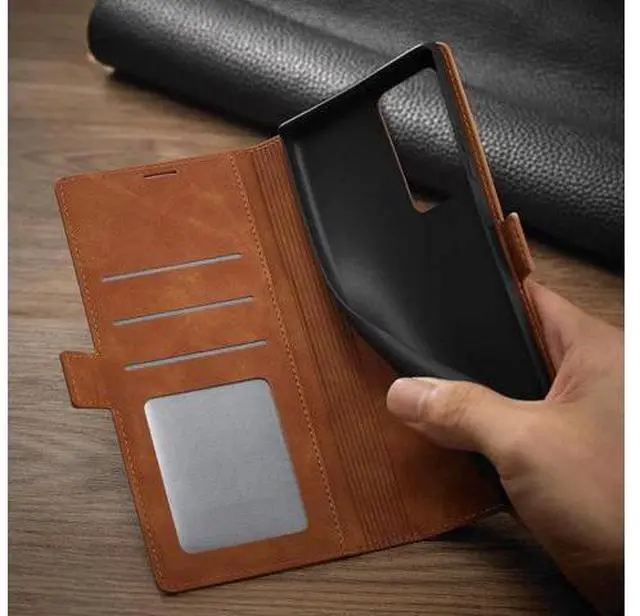 Alt view image 4 of 6 - Samsung Galaxy Note 20 Ultra 5G Case, Premium PU Leather Cover TPU Bumper with Card Holder Kickstand Hidden Magnetic Shockproof Flip Wallet Case for Samsung Galaxy Note 20 Ultra 5G Brown