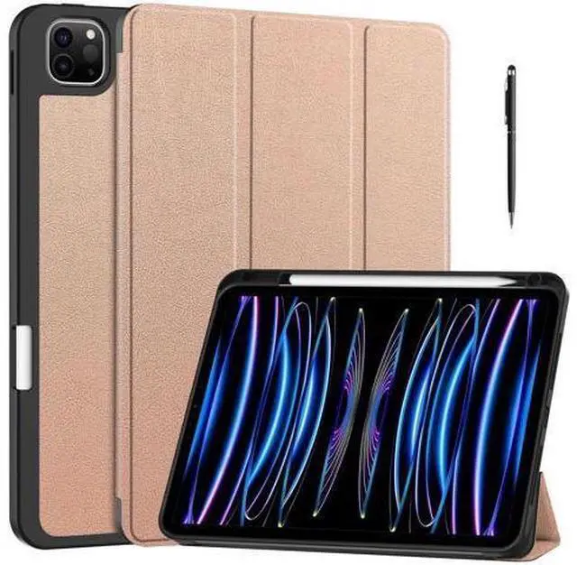 Main image of Case for iPad Pro 11 Inch 2022 2021 2020 2018, Slim Smart Stand Cover for for iPad Pro 11 4th Gen 2022/3rd Gen 2021/ 2nd Gen 2020/1st Gen 2018 with Pencil Holder, Universal Stylus Pen Rose Gold